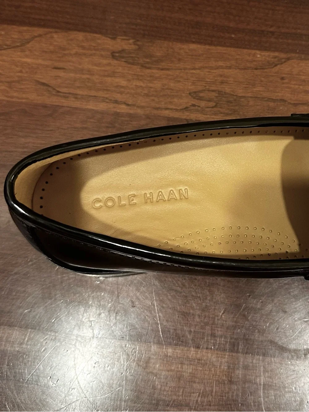 2024 Cole Haan Black Patent Leather Pinch Tassel Loafers 8.5D